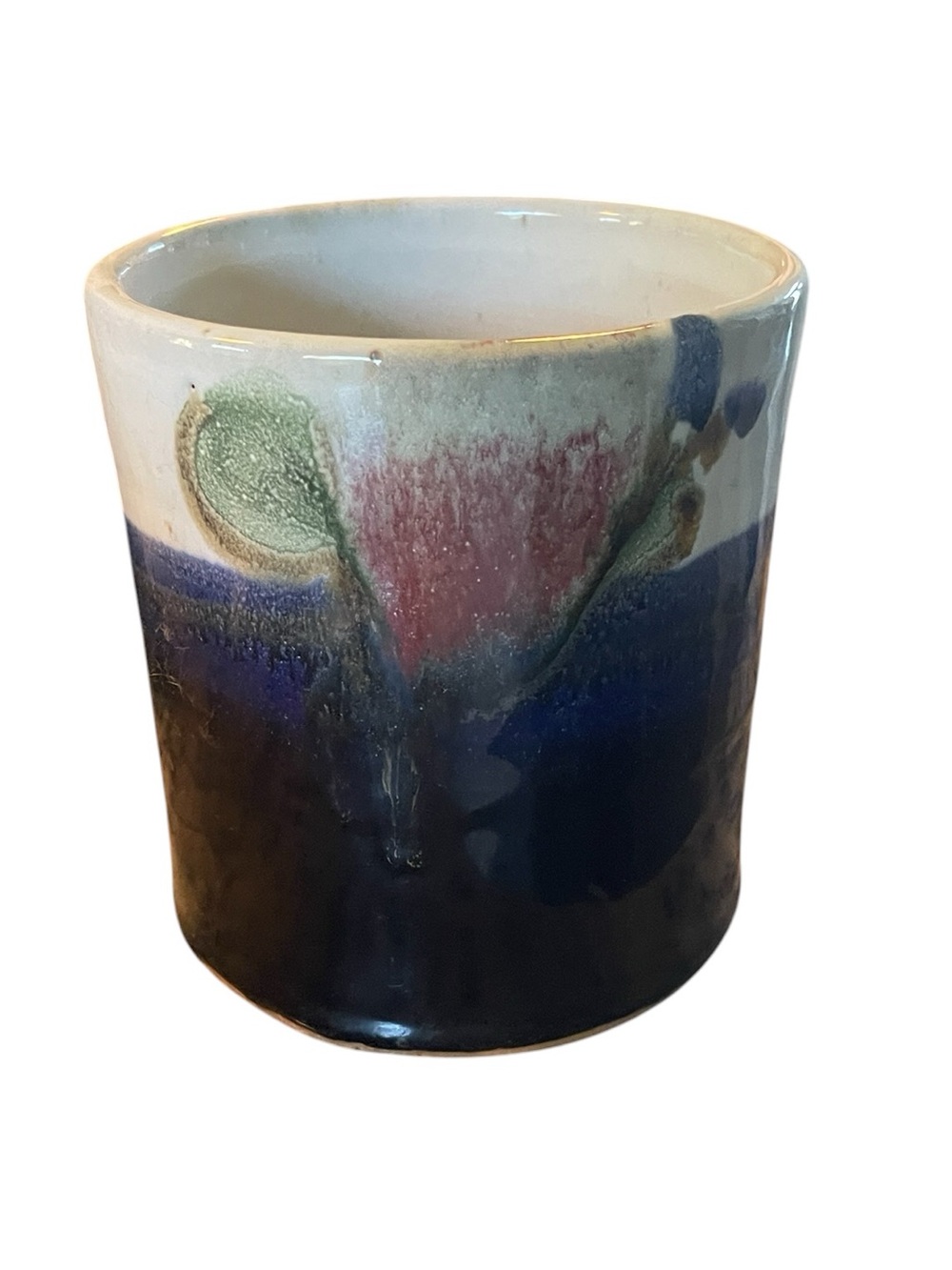 Studio Art Blue Pottery Crock Signed Coastal